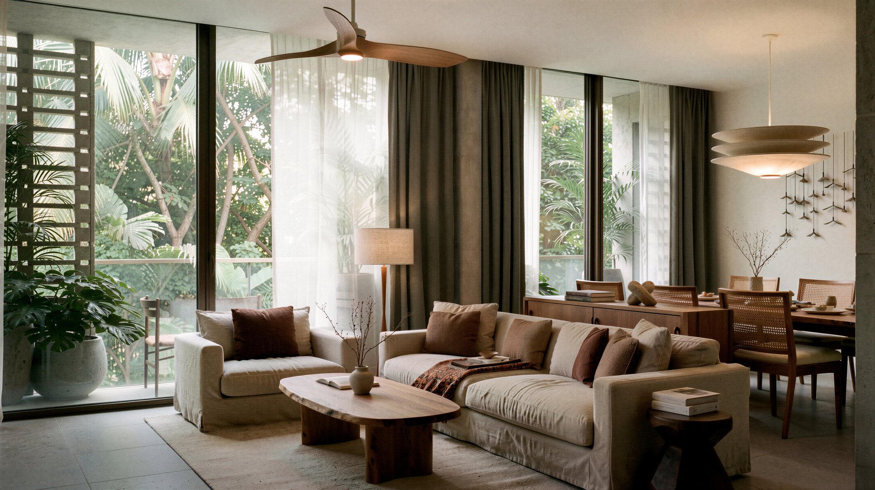 Living area of a three-bedroom residence